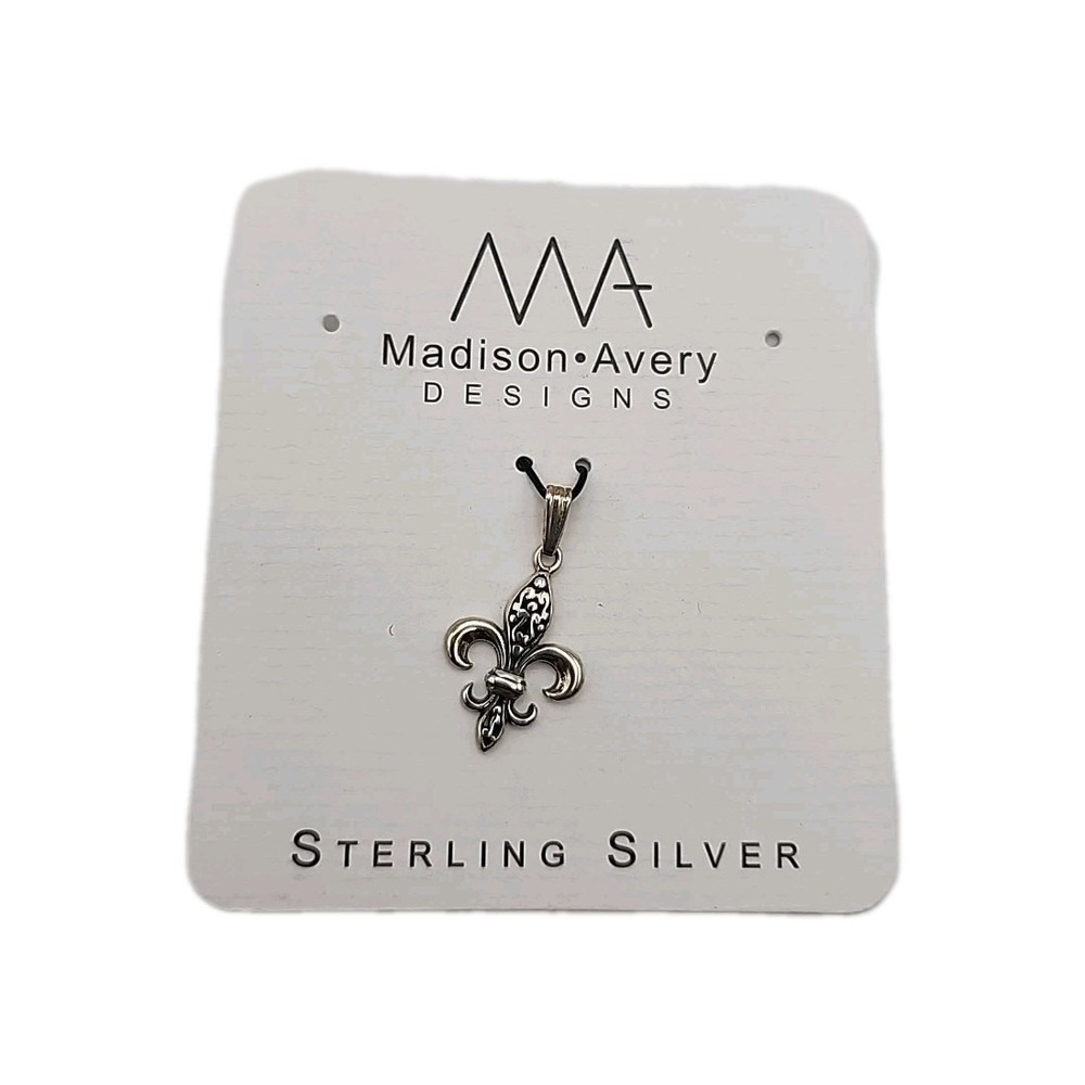 Madison Avery Designs Sterling Silver Fleur-de-lis Charm Pendant Etched Detail